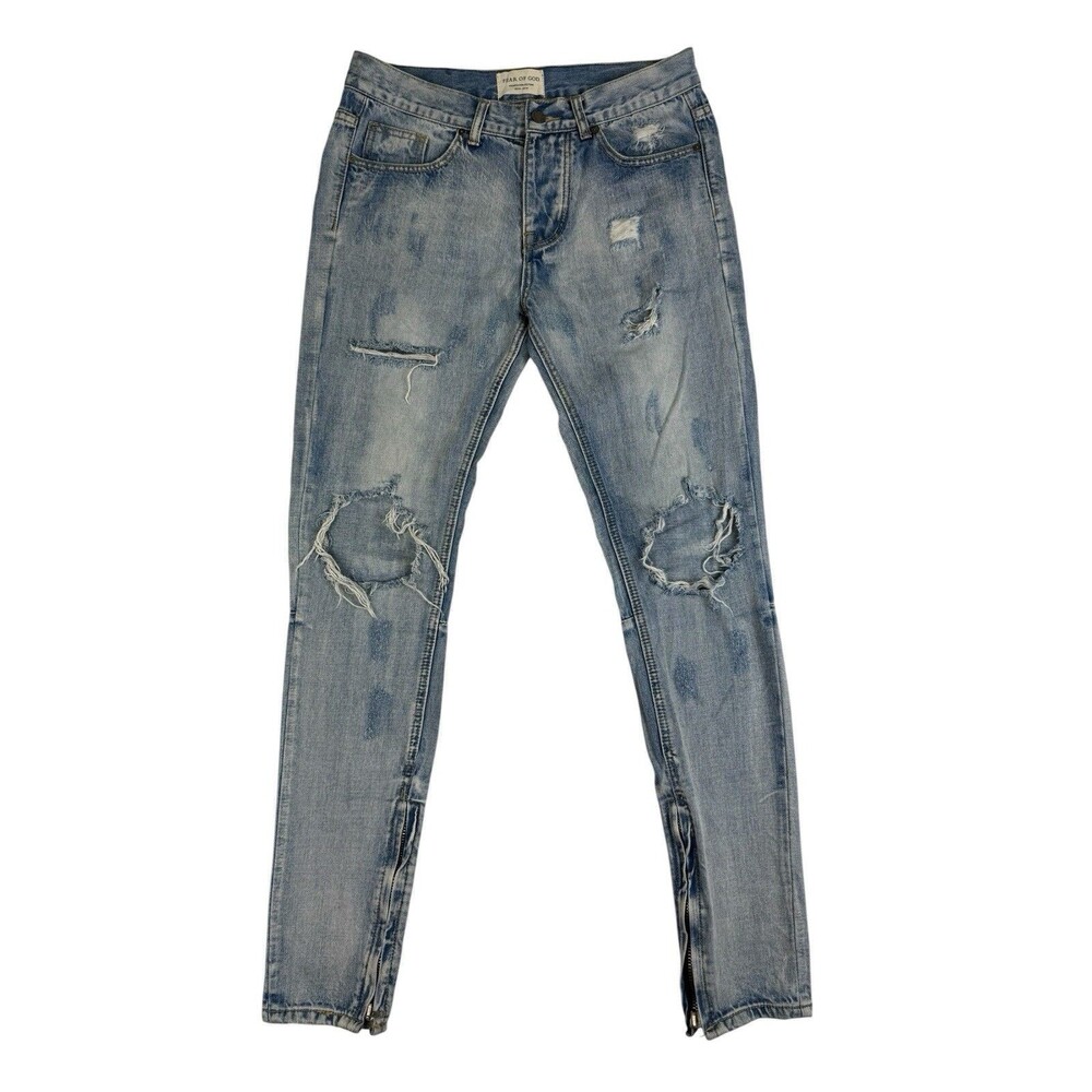 Fear Of God Fourth Collection Jeans 30 Distressed Zipper Ankle Denim 2015